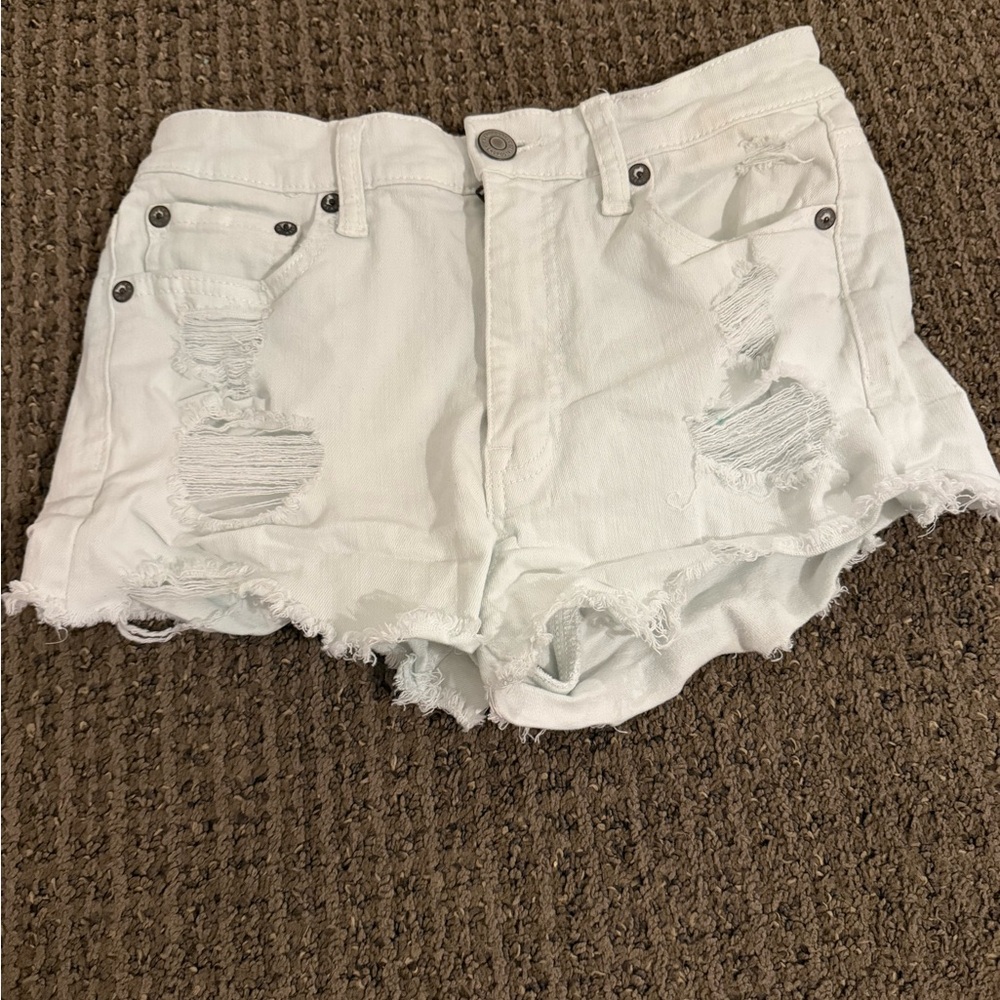 Aeropostale Ripped Light Denim Shorts